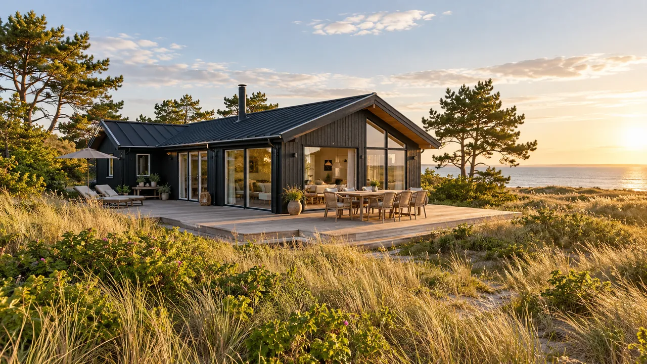 An inviting coastal holiday cottage with a timber terrace